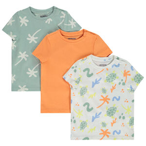 Lot de 3 t-shirts manches courtes unies et imprimées pour bébé garçon 