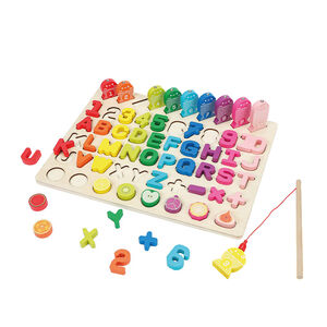 Maxi set chiffres, lettres et formes + jeu de pêche en bois Montessori 