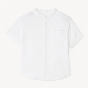 Chemise manches courtes col mao en toile pour garçon 