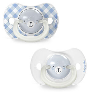 Lot de 2 sucettes 0-6m Jour & Nuit Bleu 