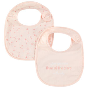 Lot de 2 bavoirs à message et étoiles printés 