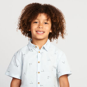 Chemise manches courtes rayée à imprimé trottinettes pour garçon 