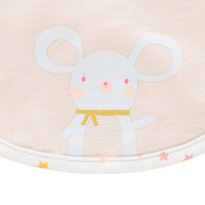 Set de naissance avec dors-bien rose, body imprimé et bavoir 