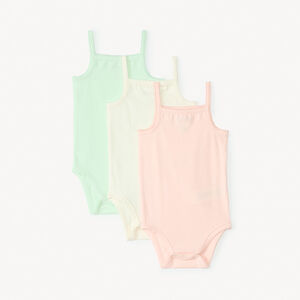Lot de 3 bodies à fines bretelles unis pour bébé fille 