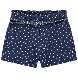 Short en toile imprimé à ceinture tressée 