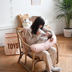 Coussin d'allaitement Big Flopsy avec housse en lin vieux rose 