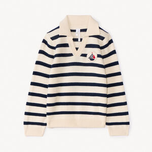 Pull en tricot rayé à col polo pour bébé garçon 