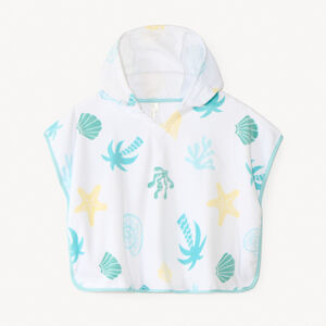 Cape de bain à capuche imprimé fantaisie coquillages et palmiers pour bébé garçon 