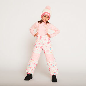 Pantalon de ski imprimé à bretelles amovibles pour fille 