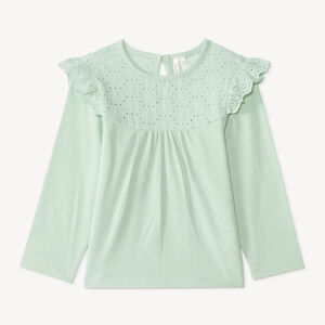 T-shirt à manches longues bébé fille avec broderie anglaise 