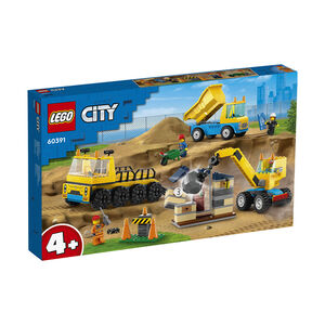 Les camions de chantier et la grue à boule de démolition LEGO City 