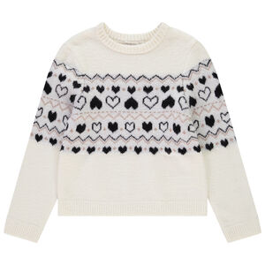 Pull en tricot doublé en velours avec motif montagne pour fille 