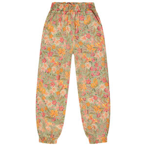 Pantalon fluide à smocks imprimé floral pour fille 