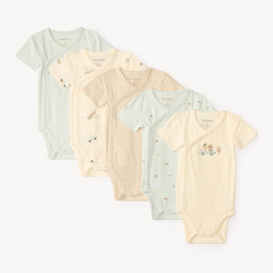 Lot de 5 bodies manches courtes motifs voitures pour bébé garçon (ouvertures différentes selon l'âge) 