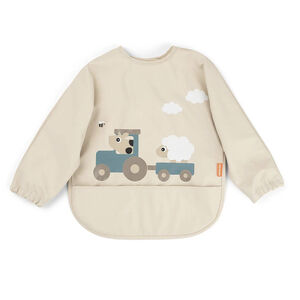 Bavoir imperméable avec poche et manches longues Tiny Farm sable 