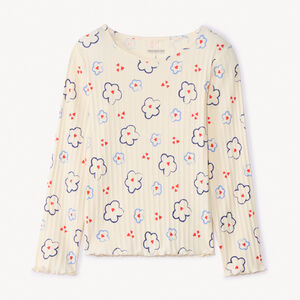 T-shirt manches longues imprimé fleurs plates pour fille 