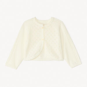 Gilet style boléro en tricot ajouré pour bébé fille 
