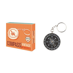 Porte-clés boussole en métal noir 
