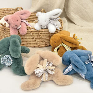 Peluche doudou Lapin 25 cm vert sauge 