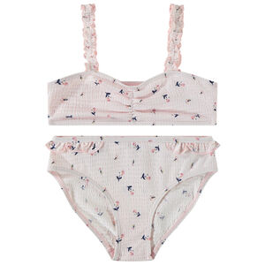 Maillot 2 pièces en seersucker imprimé floral pour fille 