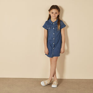 Robe chemise manches courtes effet jean pour fille 