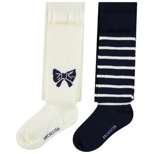 Lot de 2 paires de collants épais fantaisie pour fille  