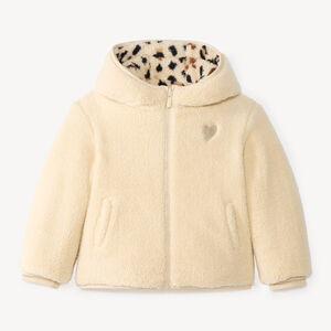 Veste fille en sherpa réversible motif léopard 