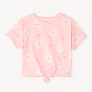 T-shirt manches courtes à nouer imprimé fantaisie pour fille 