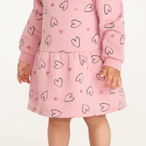 Robe sweat manches longues bébé fille imprimé cœur 