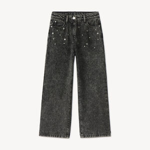 Jean fille coupe droite avec rivets métalliques 