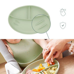 Assiette compartiments anti-dérapante Vert  