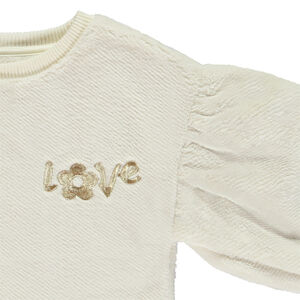 Sweat oversize en sherpa avec broderie dorée Love pour fille 