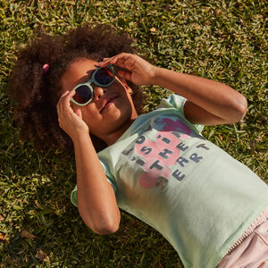 T-shirt manches courtes print fantaisie pailletées pour fille 