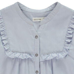 Chemise manches longues en toile avec empiècement volanté pour fille  