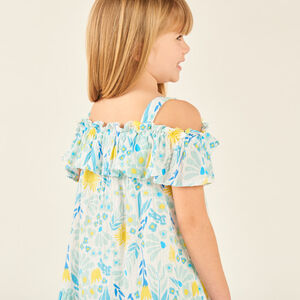 Robe à bretelles imprimée fantaisie printanière pour fille 