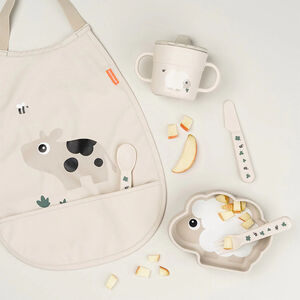 Bavoir élastique avec poche Tiny Farm sable 