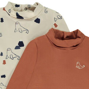 Lot de 2 sous-pulls fantaisie à col roulé pour bébé garçon 