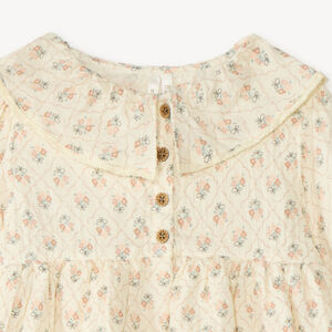 Robe bébé fille manches longues imprimée fleurs à col volanté 