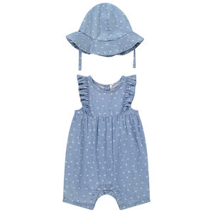 Ensemble 2 pièces effet jean avec charlotte pour bébé fille 