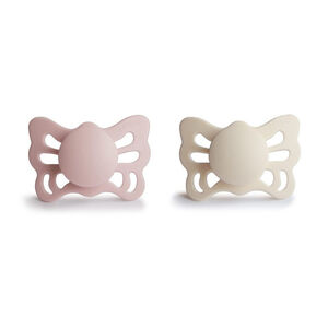 Lot de 2 sucettes silicone T1 Butterfly blush/cream 