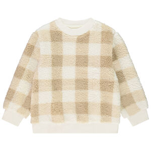 Sweat polaire en sherpa à carreaux vichy pour garçon  