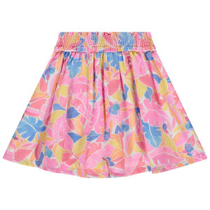 Jupe en voile flammé imprimé floral fille 