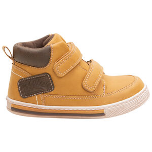Bottillons camel effet cuir à scratchs pour enfant garçon 