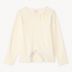 T-shirt manches longues à découpe fantaisie et strass pour fille 