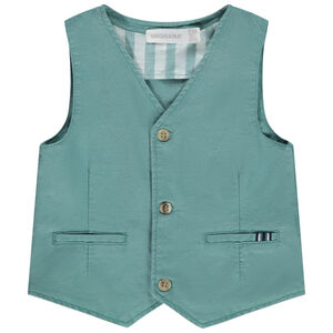 Gilet manteau bébé garçon tricot maille mousse bleu doublé blanc > Babystock