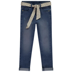 Jean slim en denim avec ceinture foulard fantaisie fille 