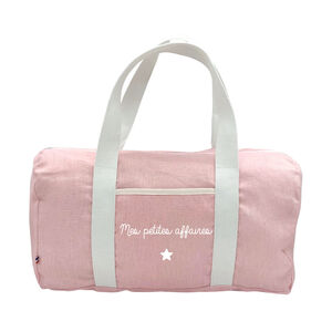 Sac de voyage en lin "Mes petites affaires" rose 