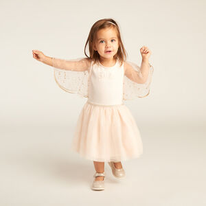 Robe manches courtes en tulle pailleté effet 2-en-1 pour bébé fille 