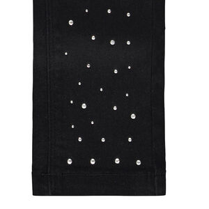 Jean slim uni avec strass en bas des jambes fille 