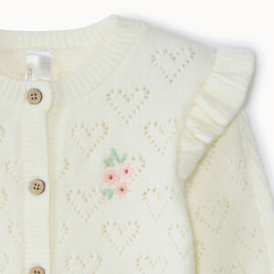 Gilet à manches longues en tricot ajouré pour bébé fille 